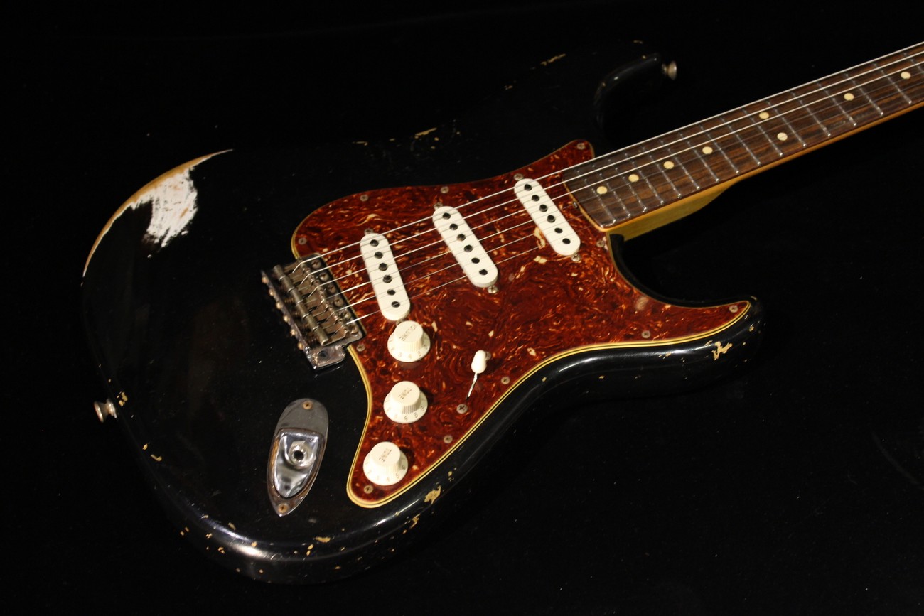 ★★Custom HardRelic Black Stratocaster★★ Fender Custom Shop 2013 Custom Deluxe Strat - Ebony Transparent