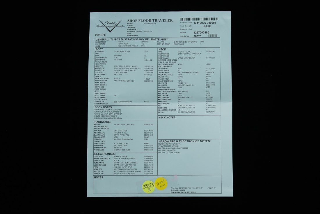 Fender Custom 1956 Stratocaster ARMY HSS Heavy Relic - ADG