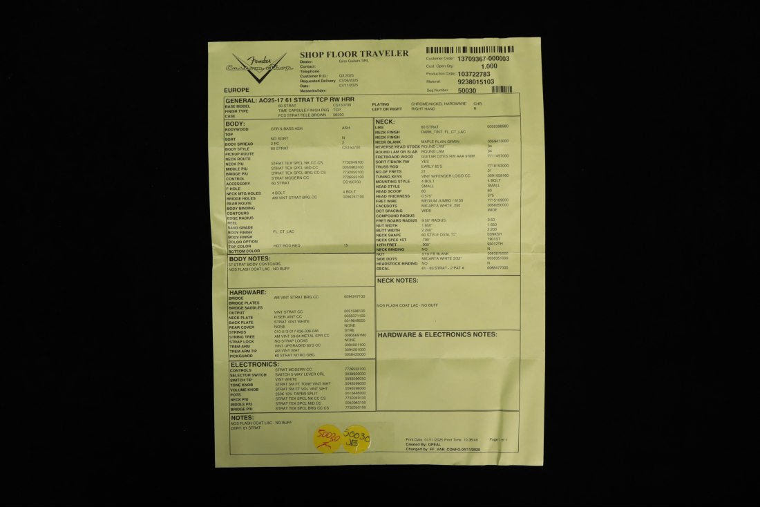 Fender Custom 1961 Stratocaster Time Capsule - HRR