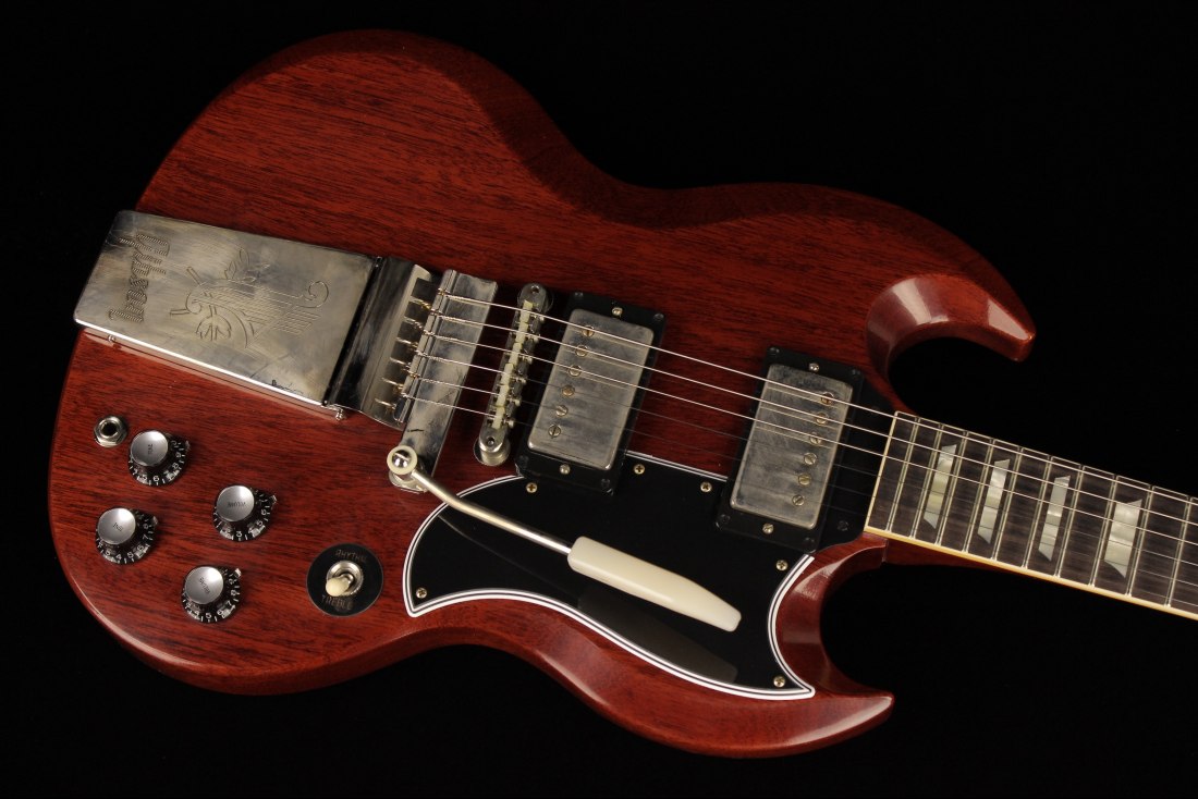 Gibson Custom Murphy Lab 1964 SG Standard Reissue w Maestro Vibrola Ultra Light Aged Cherry Red SN 201374 Gino Guitars