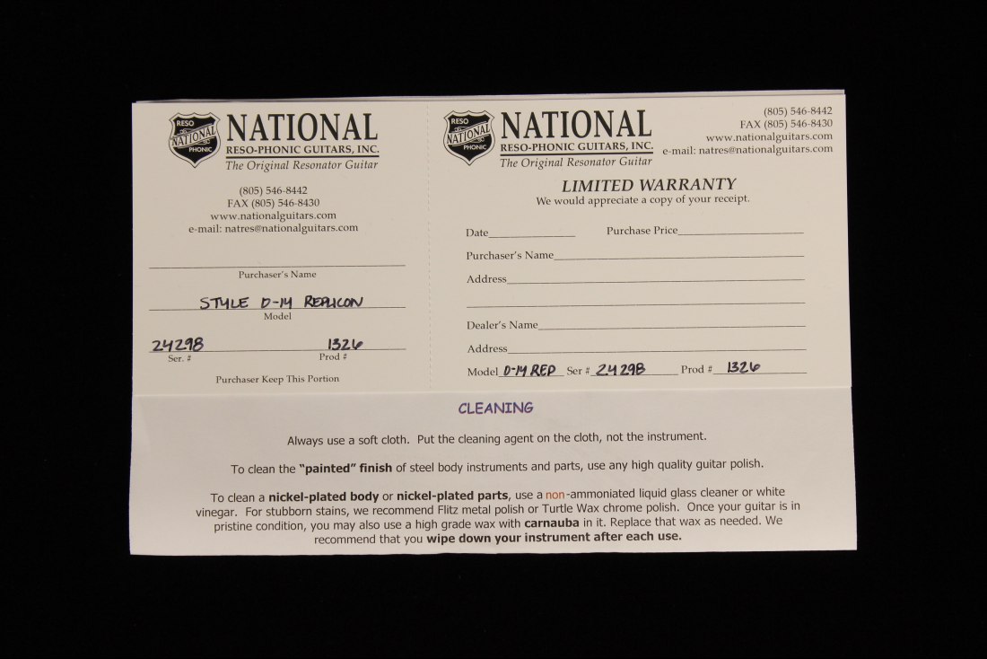 National Style O 14 Fret Replicon