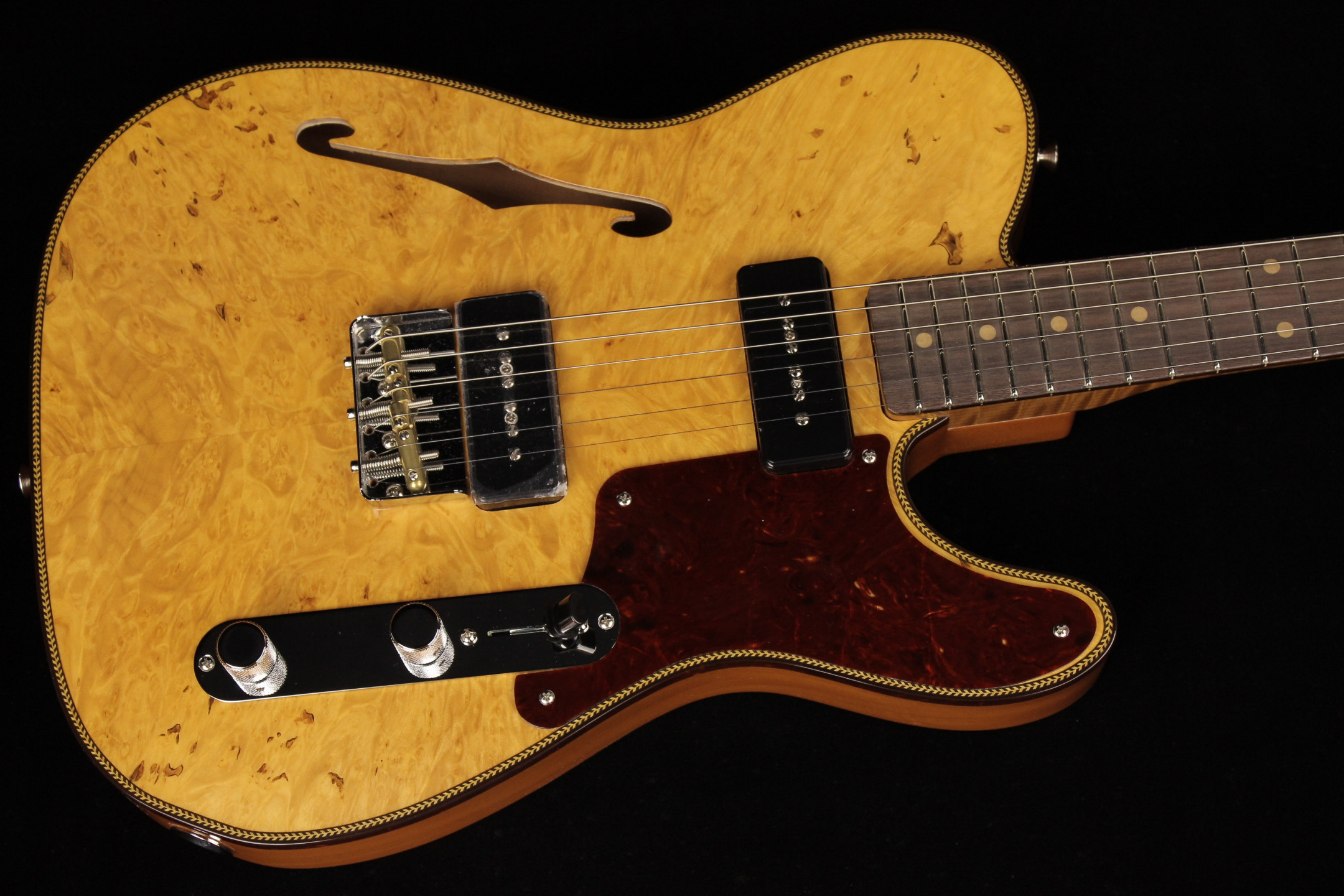 Fender Custom Artisan Maple Burl Dual P90 Telecaster NOS Aged Natural SN CZ577772 Gino Guitars