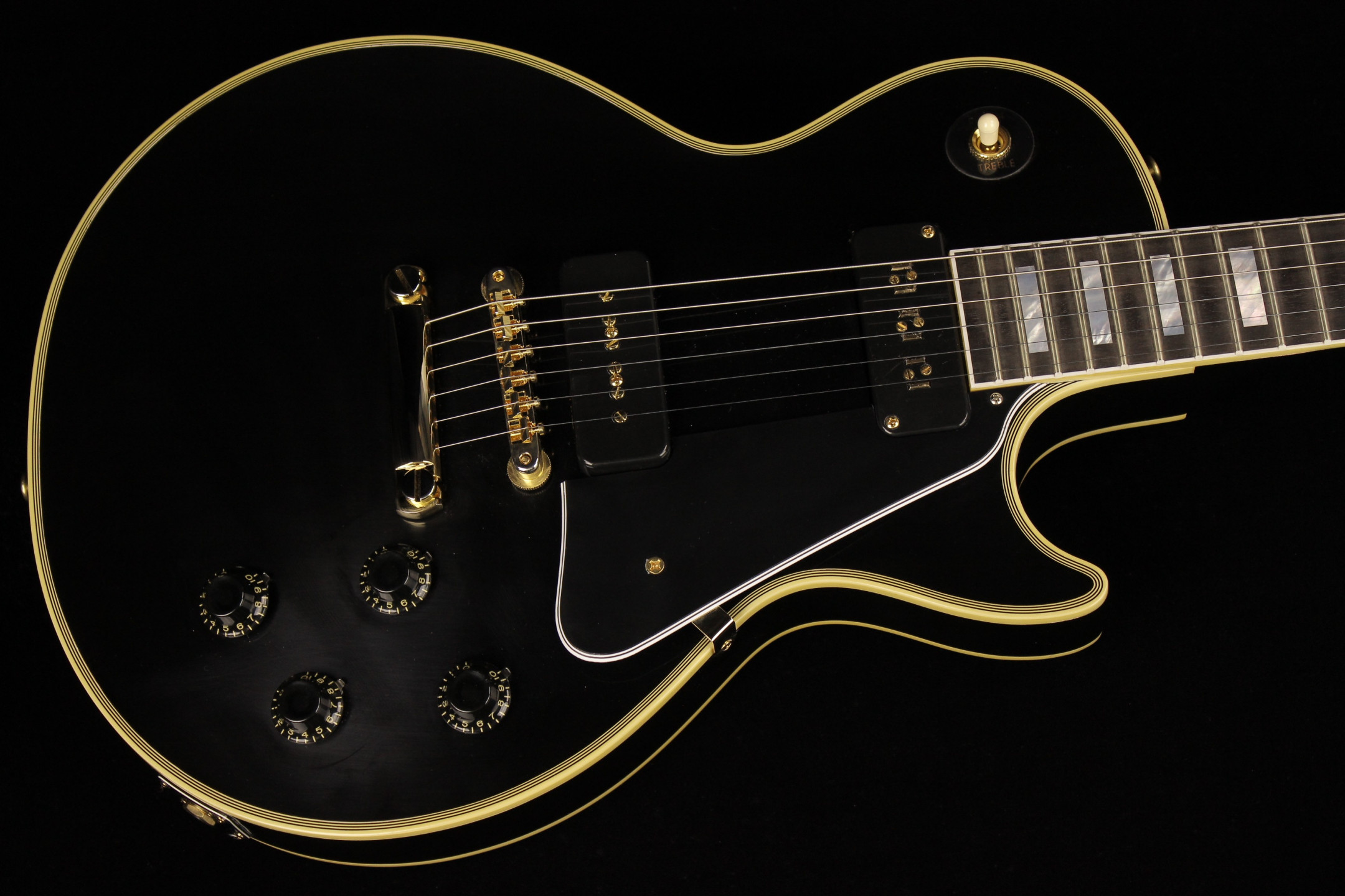 ギター Gibson Custom Shop 1954 Les Paul Custom Gibson Custom 1954 Les Paul Custom Staple Pickup Reissue VOS