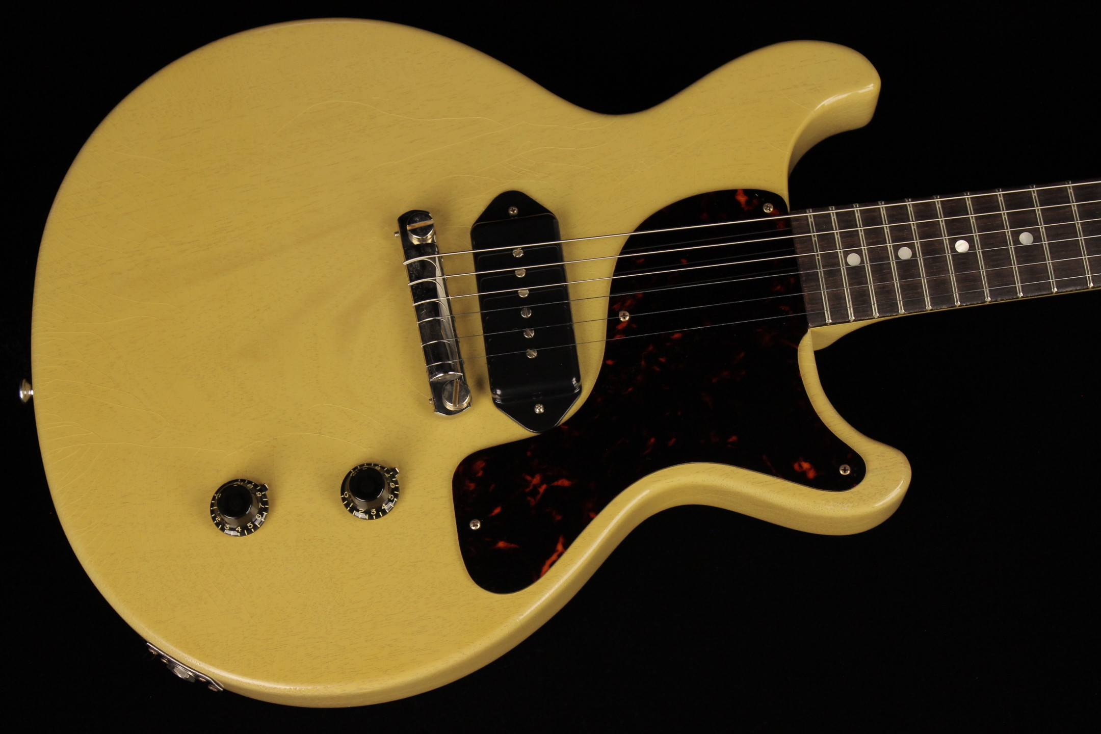 Gibson Custom Murphy Lab 1958 Les Paul Junior Double Cut Reissue Ultra Light Aged TV Yellow SN 821250 Gino Guitars