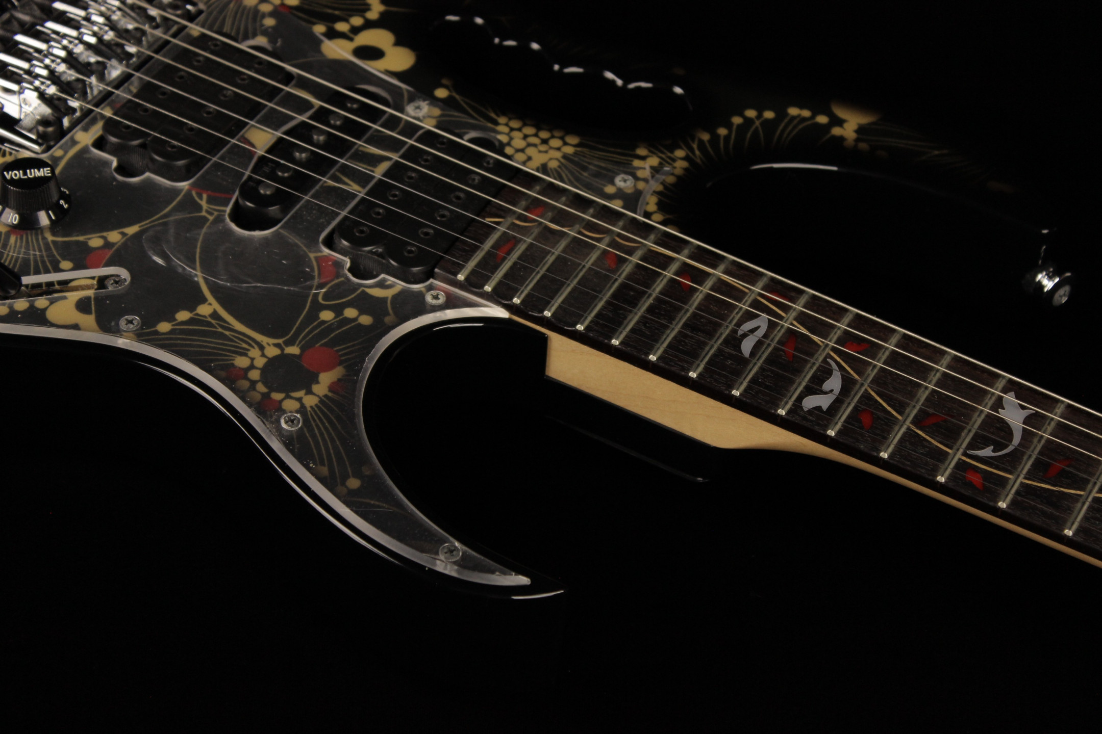 Custom Black Floral Pattern Steve Vai Signature Monkey Grip