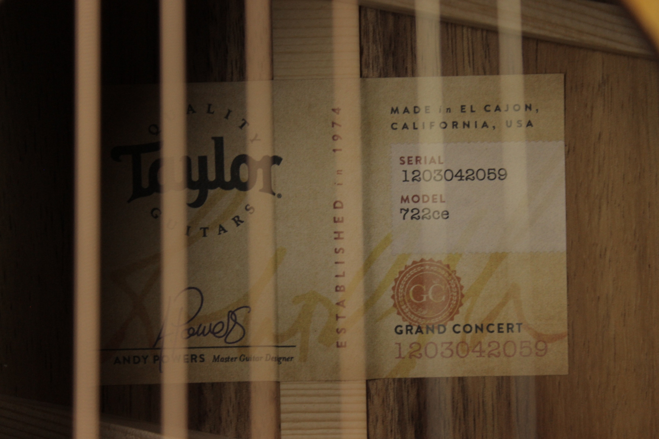 Taylor 722ce Natural (SN: 1203042059) | Gino Guitars